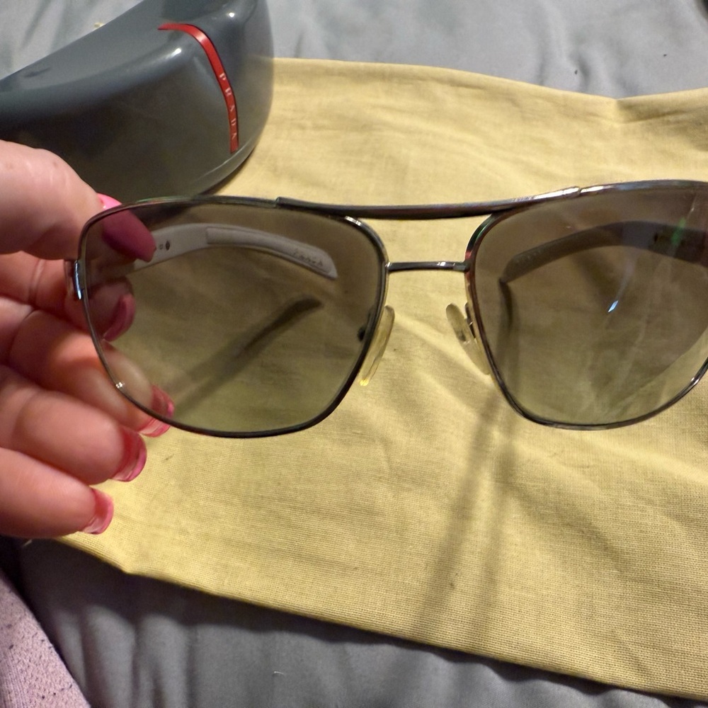 Prada Men’s White Frame Sunglasses with Black Lenses - Picture 2 of 8